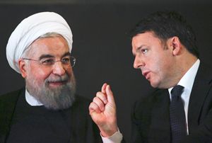 Il presidente iraniano Rouhani con il premier Renzi. Il presidente iraniano Rouhani con il premier Renzi.